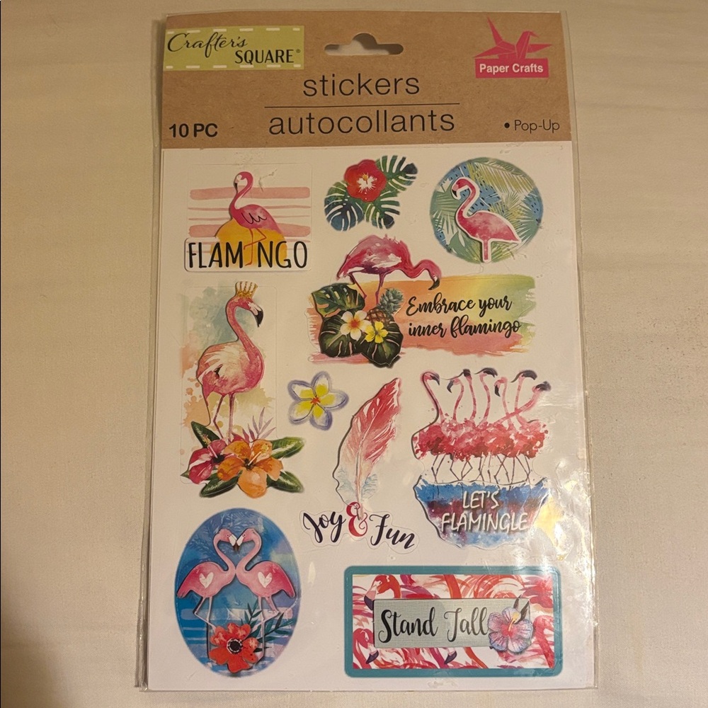Crafter's Square Pink Flamingo Pop-Up Stickers - Tropical Pink Accent